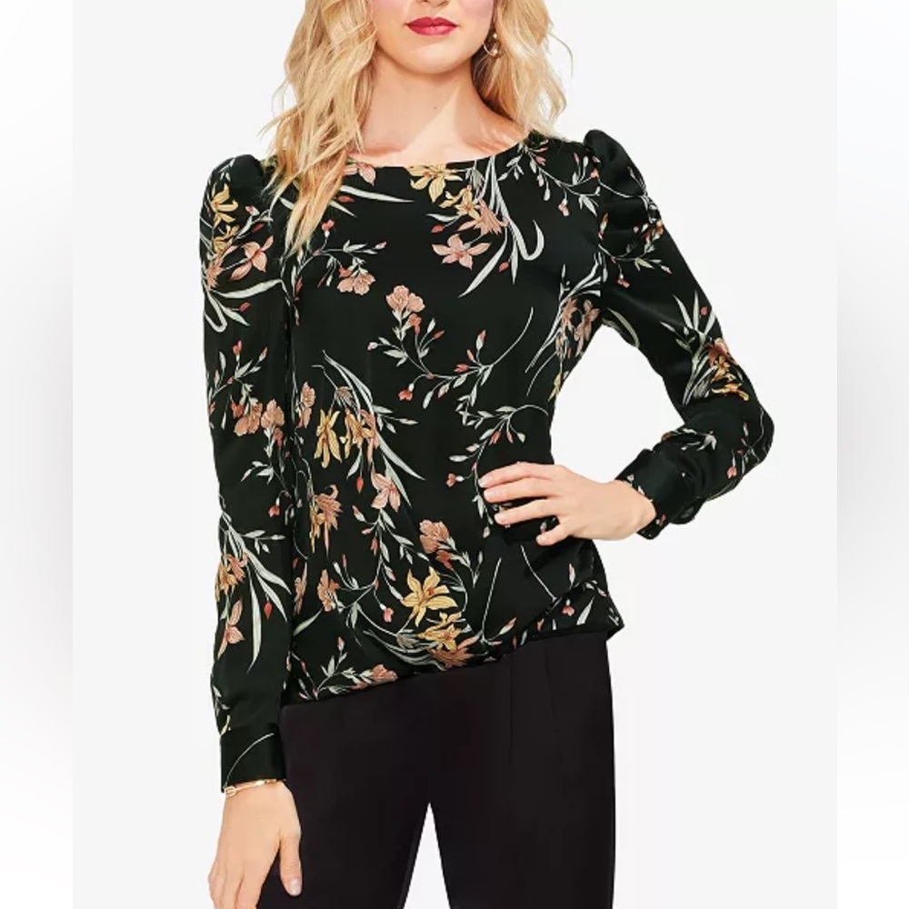 Vince Camuto Black Pink Floral Blouse